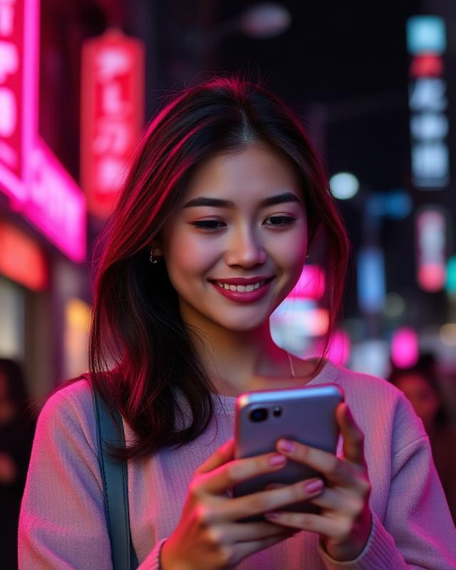 Mei, 22, texting in an online chat room